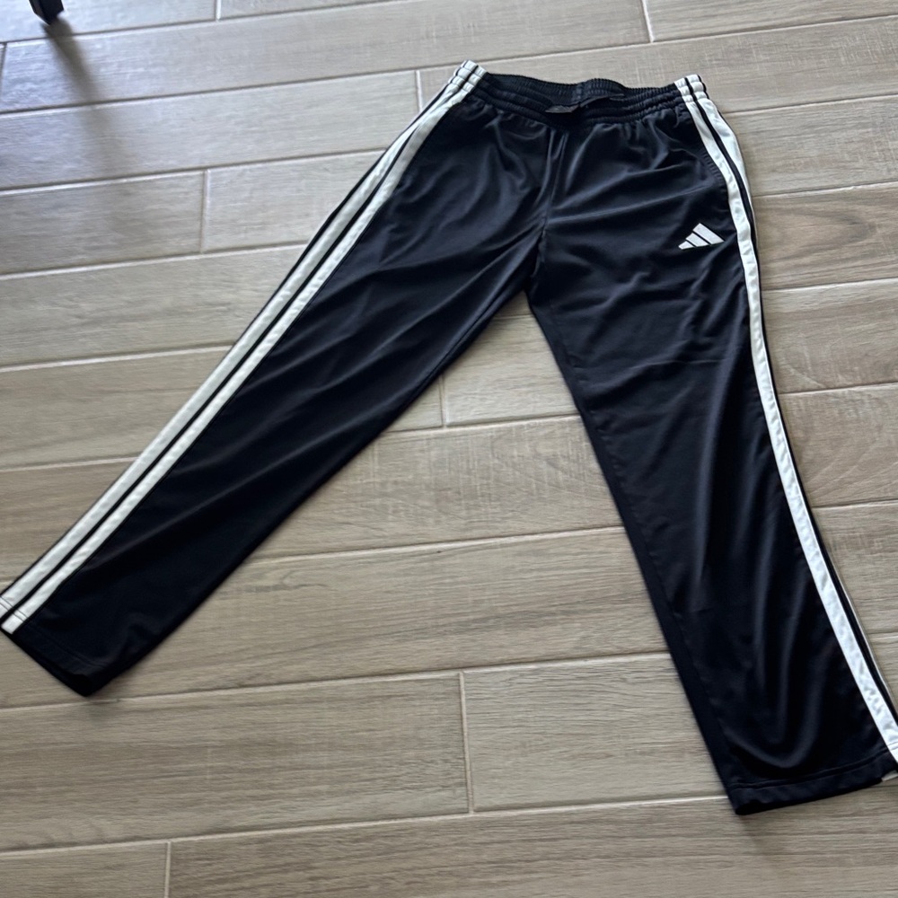 adidas Black Track Pants with White Side Stripes
